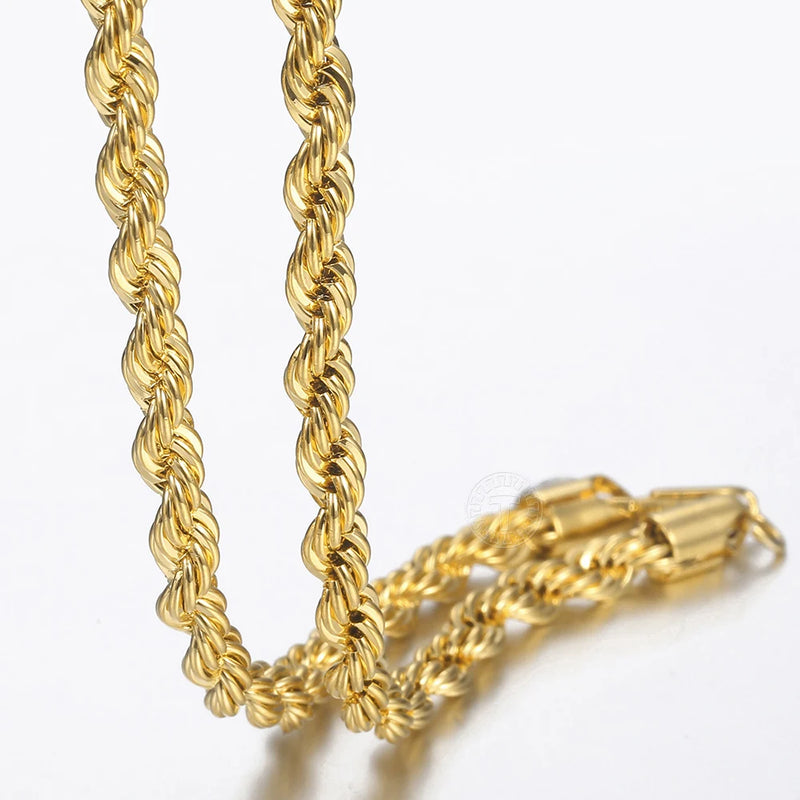 Twisted Rope Link Chain Gold/ Stainless Steel