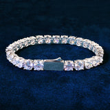 Tennis Link Bracelet with Spring Clasp – 1 Row Cubic Zirconia, 3mm/4mm/5mm