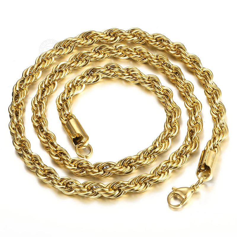 Twisted Rope Link Chain Gold/ Stainless Steel