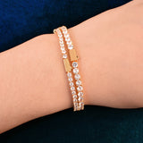 Tennis Link Bracelet with Spring Clasp – 1 Row Cubic Zirconia, 3mm/4mm/5mm