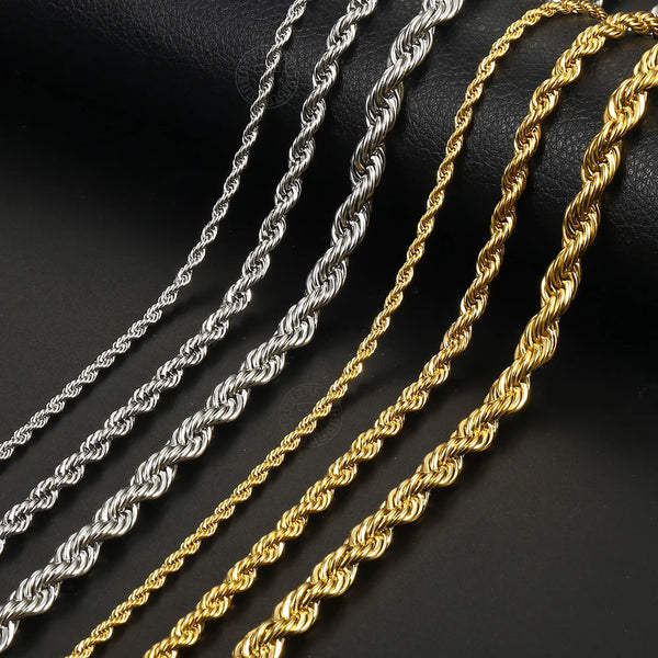 Twisted Rope Link Chain Gold/ Stainless Steel