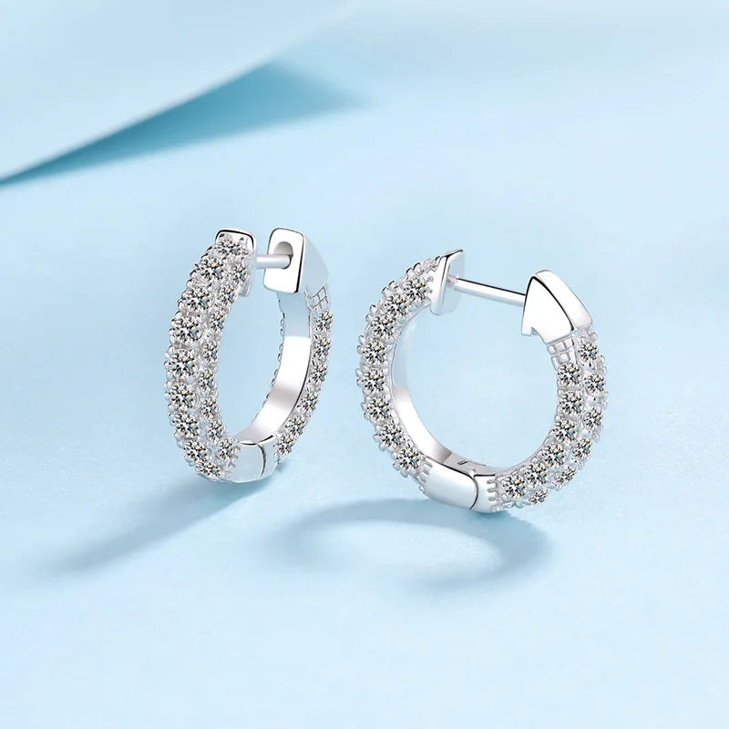 Platinum 1.92 ct Moissanite Hoop Earrings