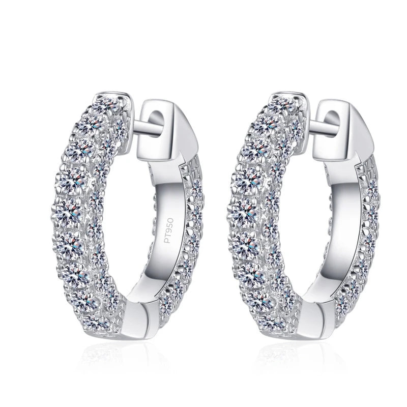 Platinum 1.92 ct Moissanite Hoop Earrings