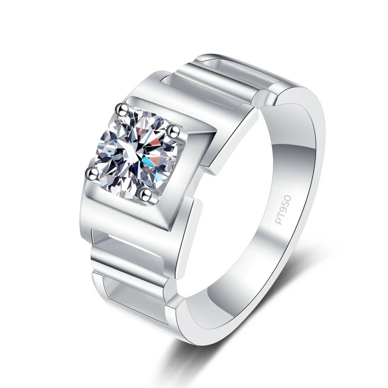 Platinum VVS1 Moissanite Men's Wedding Ring