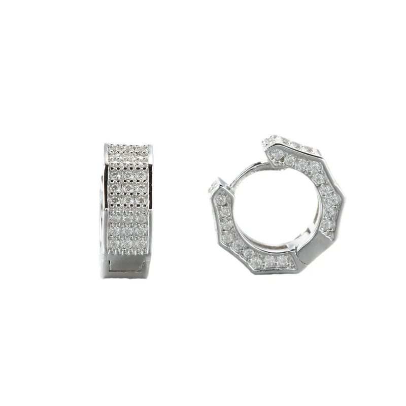 Full Moissanite Hoop Earrings Simulation Diamonds