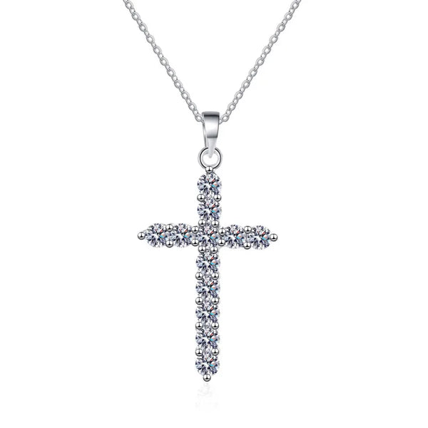 Platinum Moissanite Cross Necklace