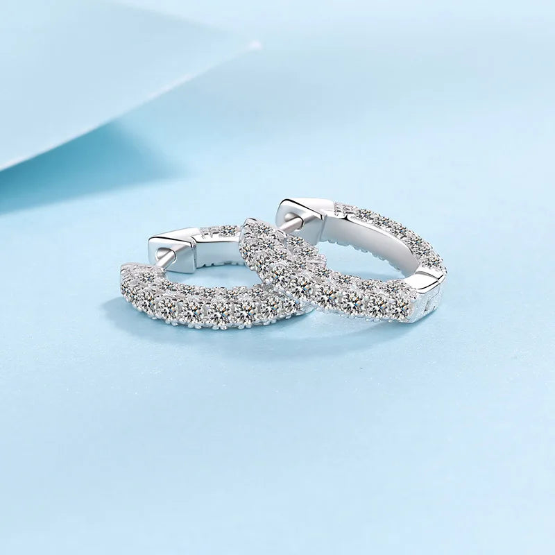 Platinum 1.92 ct Moissanite Hoop Earrings