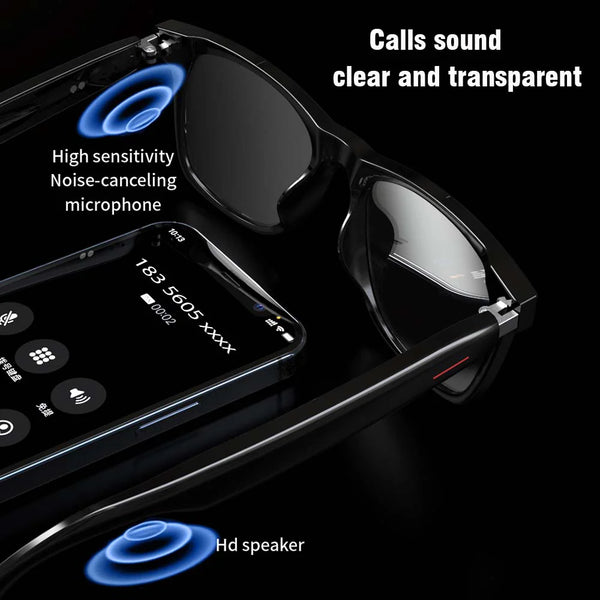 SENBONO Fashion Men's Smart Glasses With Sunglasses Open Ear Headsets Waterproof Hands-Free Calling Sunglasses For Men Womem