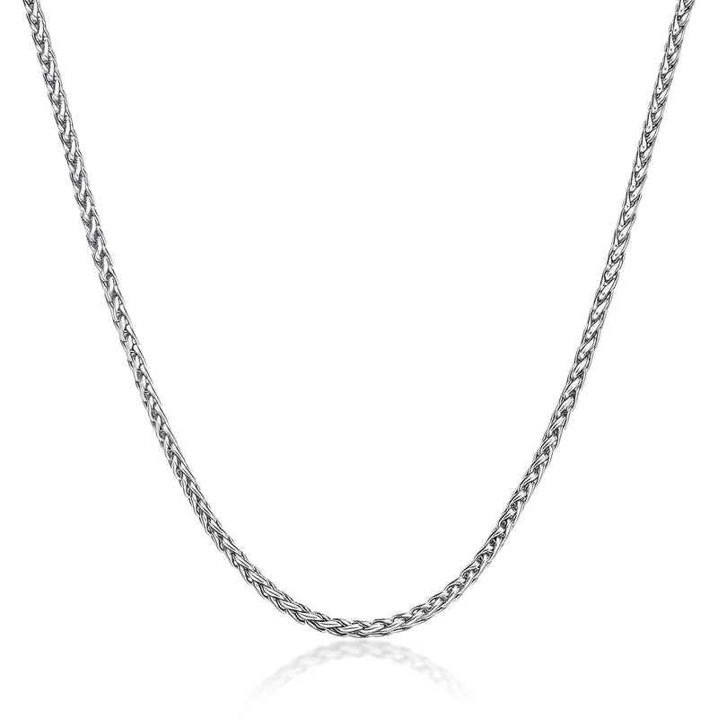 3-8mm Braided Wheat Link Stainless Steel Spiga Franco Chain Necklace