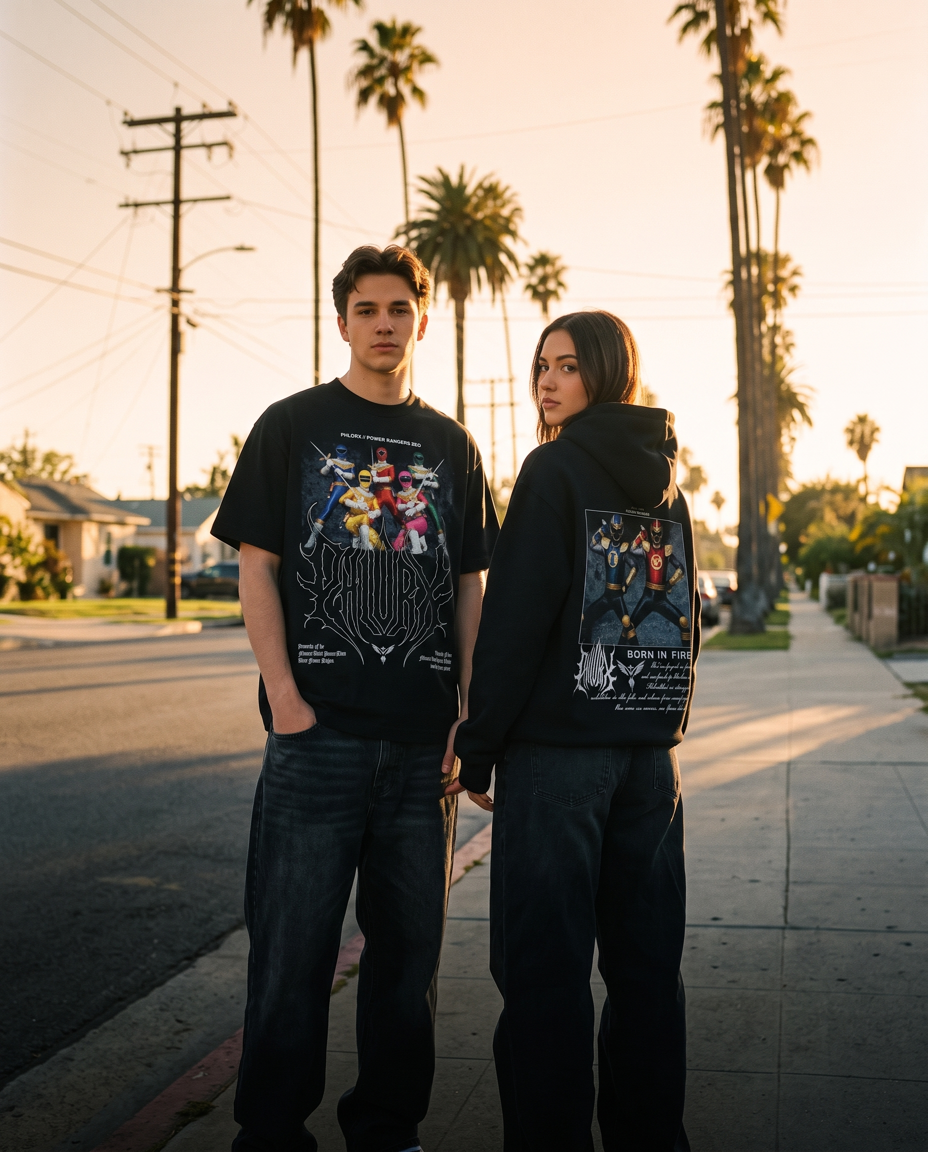 PHLORX heavyweight graphic tee and box hoodie in Los Angeles